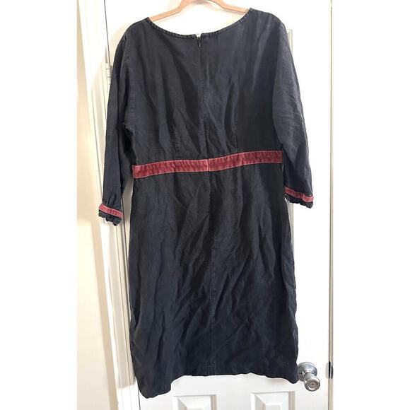 GODDESS GEAR Hemp Tencel Black Red Vintage-Wash Dress - Sz Large - Picture 3 of 4